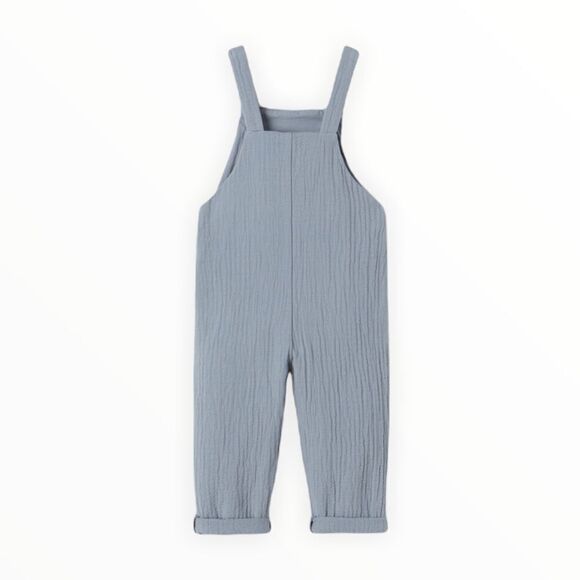 ZARA Kids | Gray-Blue | CONTRAST BUTTON TEXTURED OVERALLS - Picture 2 of 7